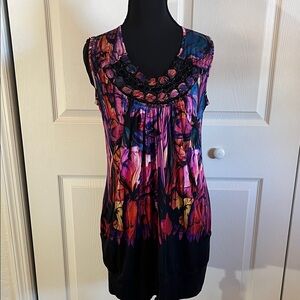 Alberto Makali Pink Purple Sleeveless Silk Mini Dress Wearable Art Size Small